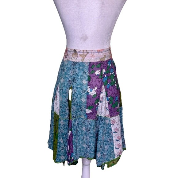 Women’s Boho Patchwork Skirt Hippie Gypsy Festival Flowy Peasant Fairycore Sz 13 - Picture 3 of 8